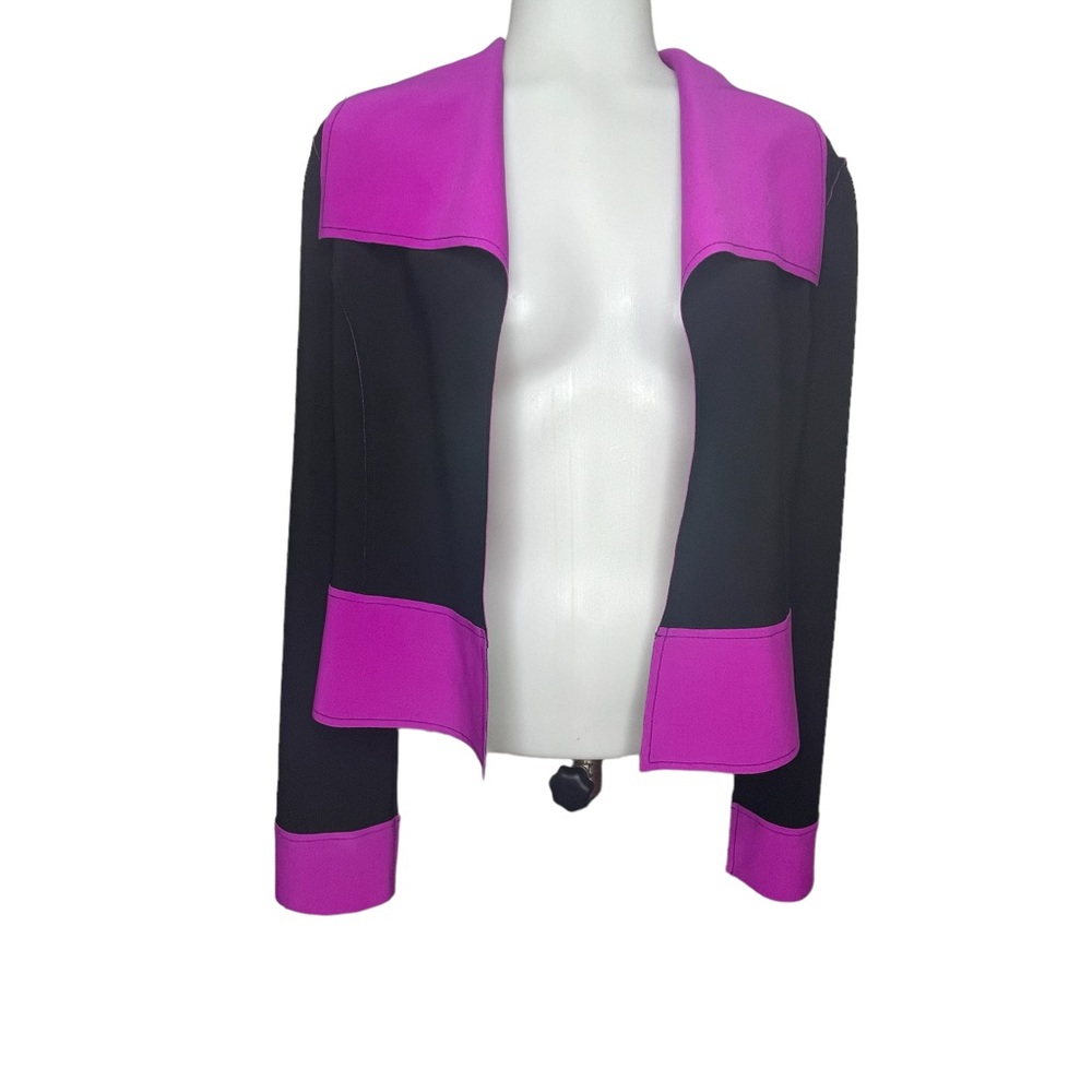 Joseph ribkoff black purple open front jacket 6